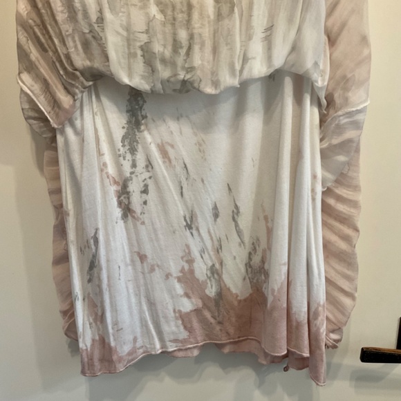 M Made in Italia sleeveless lined split back blouse, white, pink & gray-M - Picture 4 of 5